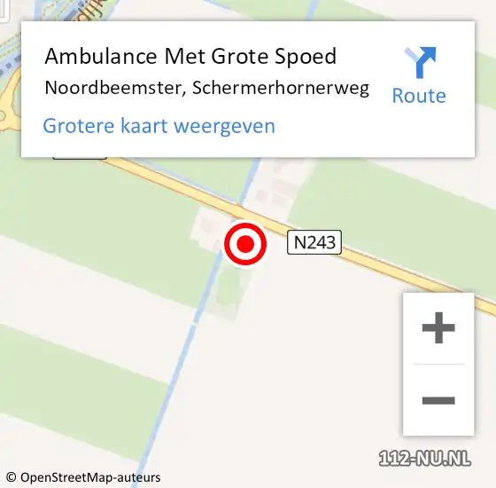 Locatie op kaart van de 112 melding: Ambulance Met Grote Spoed Naar Noordbeemster, Schermerhornerweg op 19 mei 2015 08:46