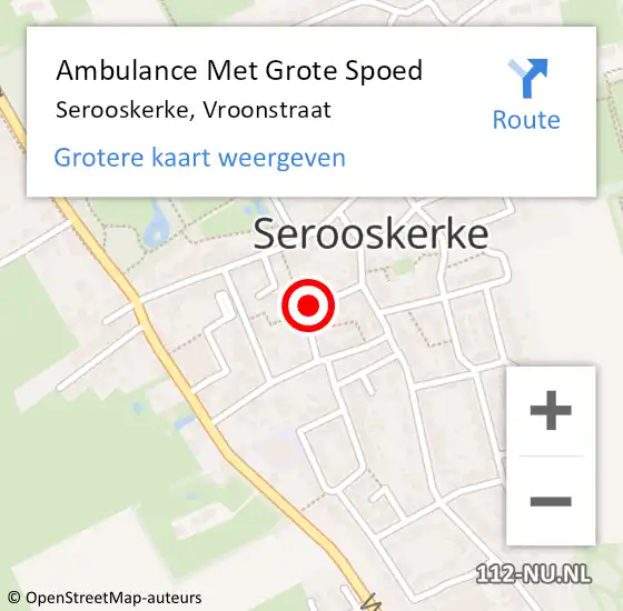 Locatie op kaart van de 112 melding: Ambulance Met Grote Spoed Naar Serooskerke, Vroonstraat op 19 mei 2015 09:04