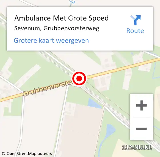 Locatie op kaart van de 112 melding: Ambulance Met Grote Spoed Naar Sevenum, Grubbenvorsterweg op 19 mei 2015 09:15