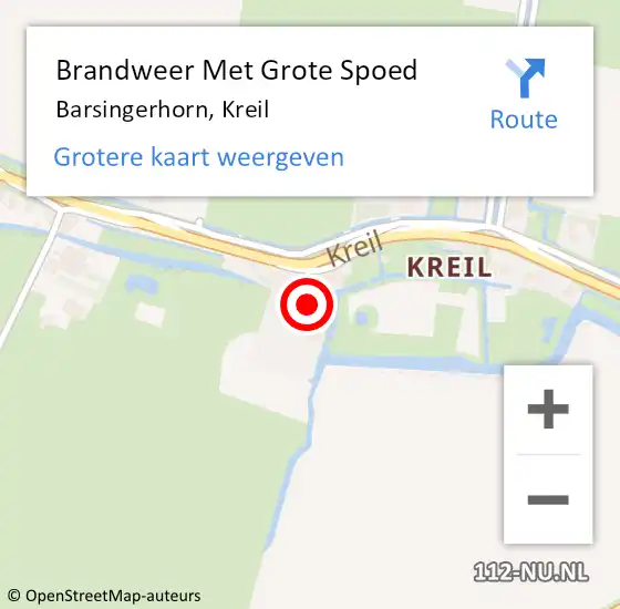 Locatie op kaart van de 112 melding: Brandweer Met Grote Spoed Naar Barsingerhorn, Kreil op 8 november 2013 09:21