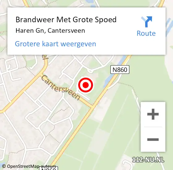 Locatie op kaart van de 112 melding: Brandweer Met Grote Spoed Naar Haren Gn, Cantersveen op 19 mei 2015 09:39