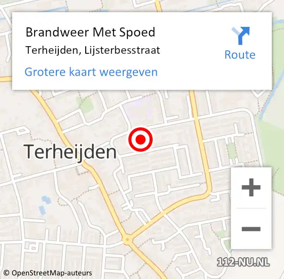 Locatie op kaart van de 112 melding: Brandweer Met Spoed Naar Terheijden, Lijsterbesstraat op 19 mei 2015 09:47