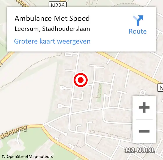 Locatie op kaart van de 112 melding: Ambulance Met Spoed Naar Leersum, Stadhouderslaan op 19 mei 2015 09:56