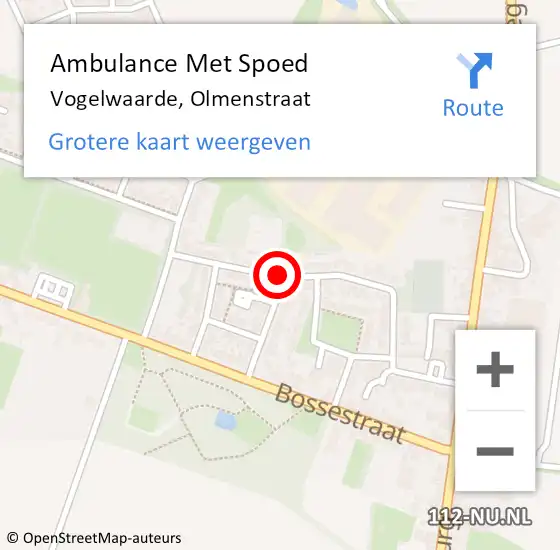 Locatie op kaart van de 112 melding: Ambulance Met Spoed Naar Vogelwaarde, Olmenstraat op 19 mei 2015 10:37