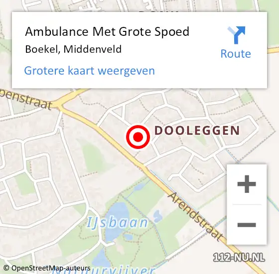 Locatie op kaart van de 112 melding: Ambulance Met Grote Spoed Naar Boekel, Middenveld op 19 mei 2015 10:50