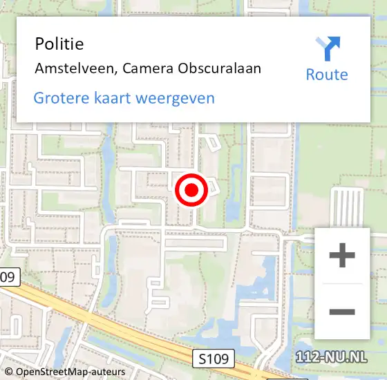 Locatie op kaart van de 112 melding: Politie Amstelveen, Camera Obscuralaan op 19 mei 2015 11:46