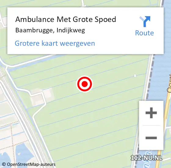 Locatie op kaart van de 112 melding: Ambulance Met Grote Spoed Naar Baambrugge, Indijkweg op 19 mei 2015 12:42