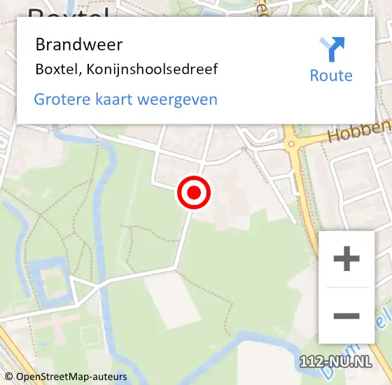 Locatie op kaart van de 112 melding: Brandweer Boxtel, Konijnshoolsedreef op 19 mei 2015 12:43