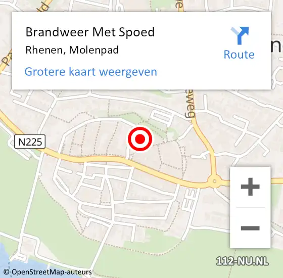 Locatie op kaart van de 112 melding: Brandweer Met Spoed Naar Rhenen, Molenpad op 19 mei 2015 13:54