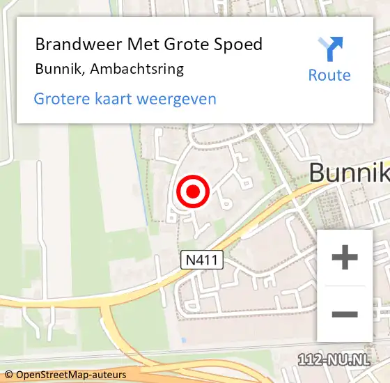 Locatie op kaart van de 112 melding: Brandweer Met Grote Spoed Naar Bunnik, Ambachtsring op 19 mei 2015 14:41