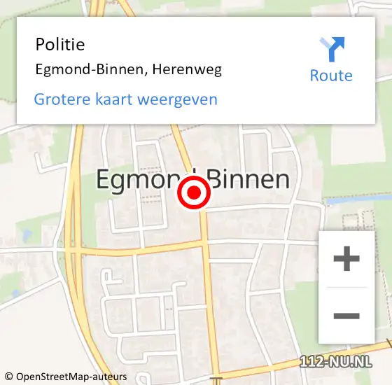 Locatie op kaart van de 112 melding: Politie Egmond-Binnen, Herenweg op 19 mei 2015 15:27