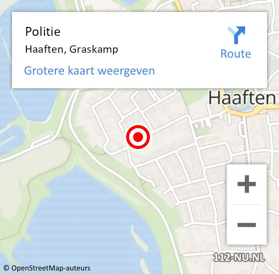 Locatie op kaart van de 112 melding: Politie Haaften, Graskamp op 19 mei 2015 16:48