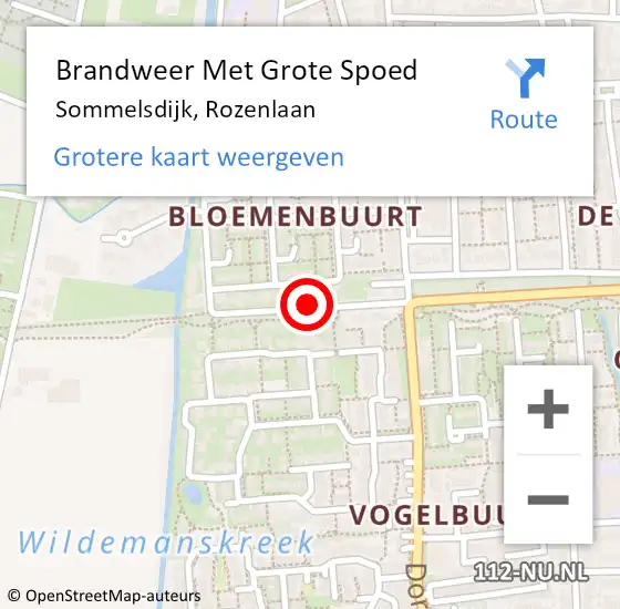 Locatie op kaart van de 112 melding: Brandweer Met Grote Spoed Naar Sommelsdijk, Rozenlaan op 19 mei 2015 17:01