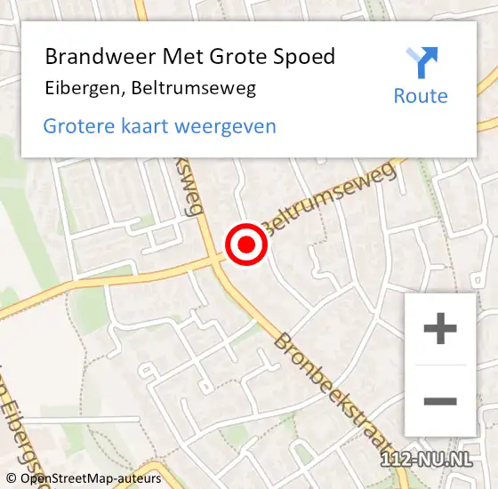 Locatie op kaart van de 112 melding: Brandweer Met Grote Spoed Naar Eibergen, Beltrumseweg op 19 mei 2015 17:53