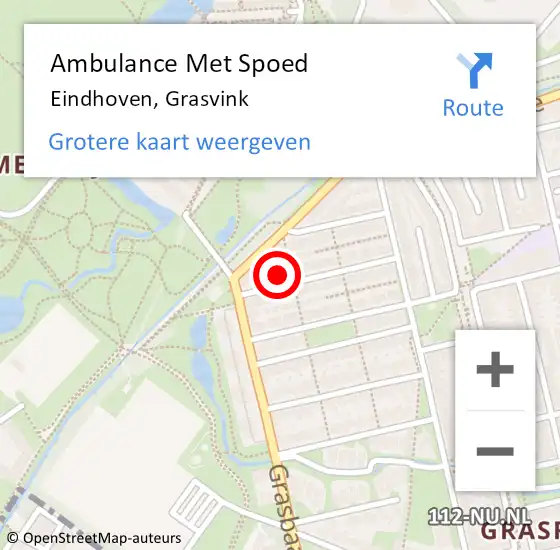 Locatie op kaart van de 112 melding: Ambulance Met Spoed Naar Eindhoven, Grasvink op 19 mei 2015 18:08