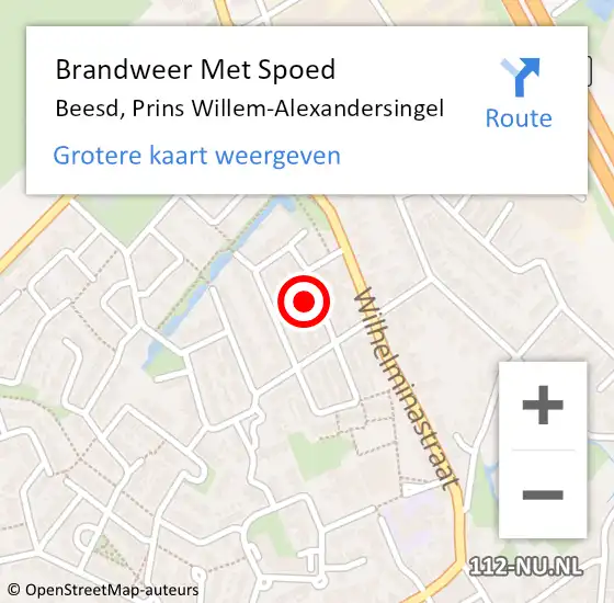 Locatie op kaart van de 112 melding: Brandweer Met Spoed Naar Beesd, Prins Willem-Alexandersingel op 19 mei 2015 18:21