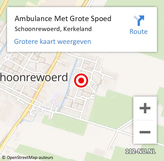 Locatie op kaart van de 112 melding: Ambulance Met Grote Spoed Naar Schoonrewoerd, Kerkeland op 19 mei 2015 19:11