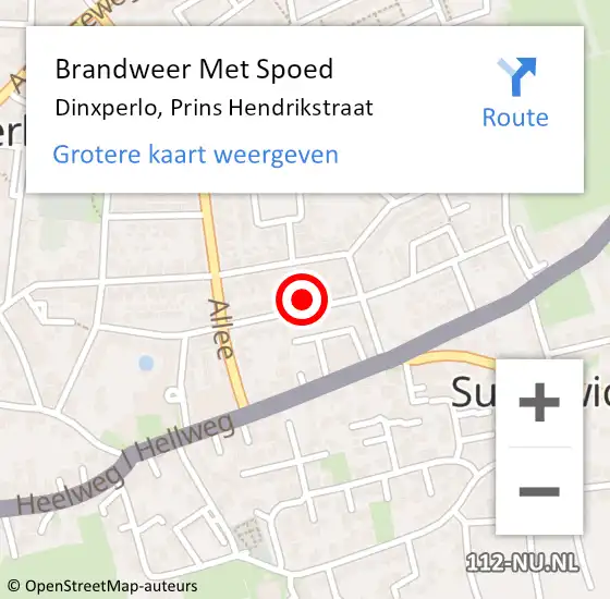 Locatie op kaart van de 112 melding: Brandweer Met Spoed Naar Dinxperlo, Prins Hendrikstraat op 19 mei 2015 19:12