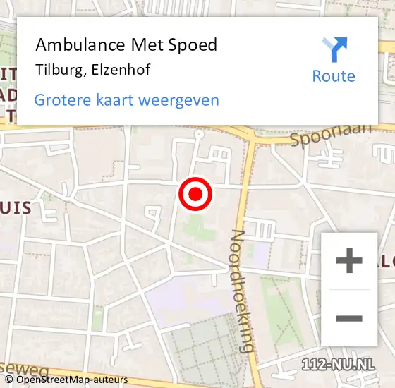 Locatie op kaart van de 112 melding: Ambulance Met Spoed Naar Tilburg, Elzenhof op 19 mei 2015 19:17
