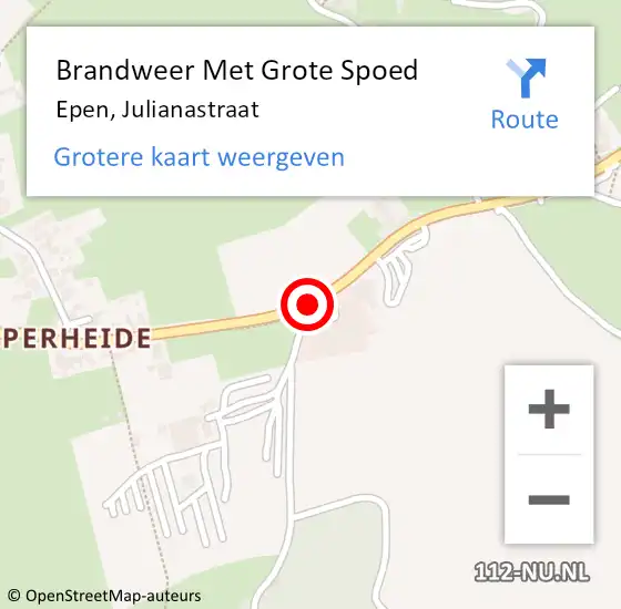 Locatie op kaart van de 112 melding: Brandweer Met Grote Spoed Naar Epen, Julianastraat op 19 mei 2015 19:26