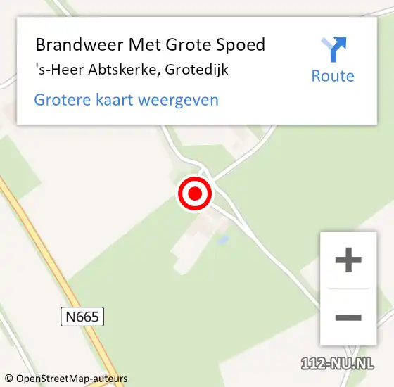 Locatie op kaart van de 112 melding: Brandweer Met Grote Spoed Naar 's-Heer Abtskerke, Grotedijk op 19 mei 2015 19:33