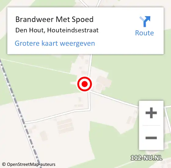 Locatie op kaart van de 112 melding: Brandweer Met Spoed Naar Den Hout, Houteindsestraat op 19 mei 2015 19:33