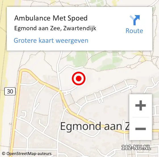 Locatie op kaart van de 112 melding: Ambulance Met Spoed Naar Egmond aan Zee, Zwartendijk op 19 mei 2015 21:24