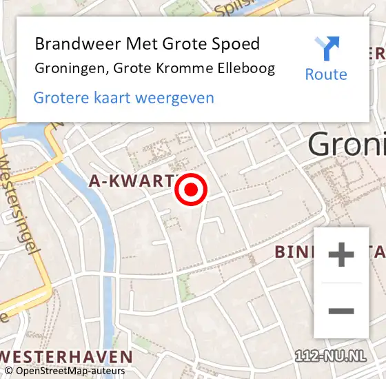 Locatie op kaart van de 112 melding: Brandweer Met Grote Spoed Naar Groningen, Grote Kromme Elleboog op 19 mei 2015 23:22