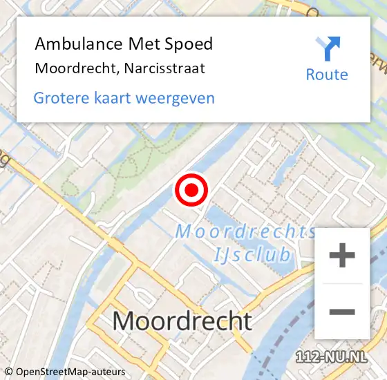 Locatie op kaart van de 112 melding: Ambulance Met Spoed Naar Moordrecht, Narcisstraat op 20 mei 2015 00:16