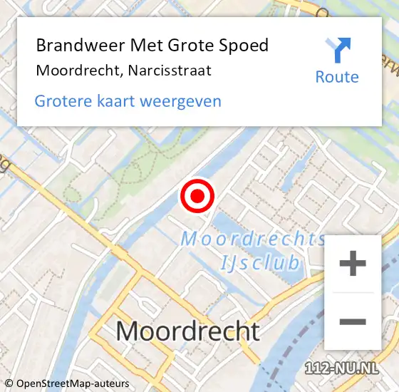 Locatie op kaart van de 112 melding: Brandweer Met Grote Spoed Naar Moordrecht, Narcisstraat op 20 mei 2015 00:25