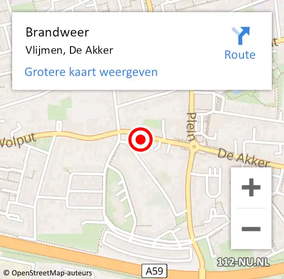 Locatie op kaart van de 112 melding: Brandweer Vlijmen, De Akker op 20 mei 2015 00:26