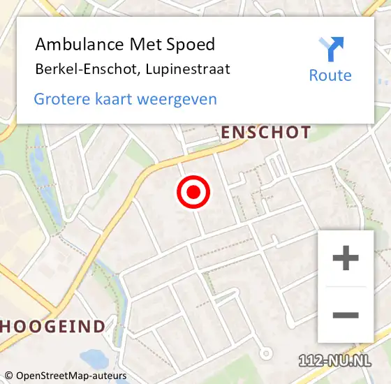 Locatie op kaart van de 112 melding: Ambulance Met Spoed Naar Berkel-Enschot, Lupinestraat op 20 mei 2015 00:55