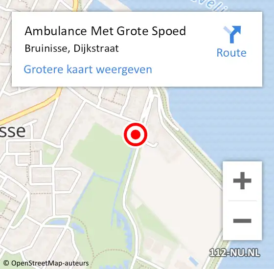 Locatie op kaart van de 112 melding: Ambulance Met Grote Spoed Naar Bruinisse, Dijkstraat op 12 september 2013 09:04