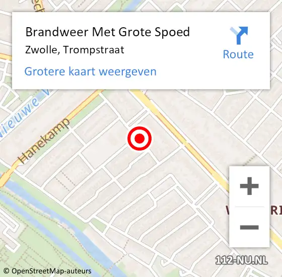 Locatie op kaart van de 112 melding: Brandweer Met Grote Spoed Naar Zwolle, Trompstraat op 8 november 2013 10:38