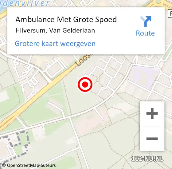 Locatie op kaart van de 112 melding: Ambulance Met Grote Spoed Naar Hilversum, Van Gelderlaan op 20 mei 2015 06:42