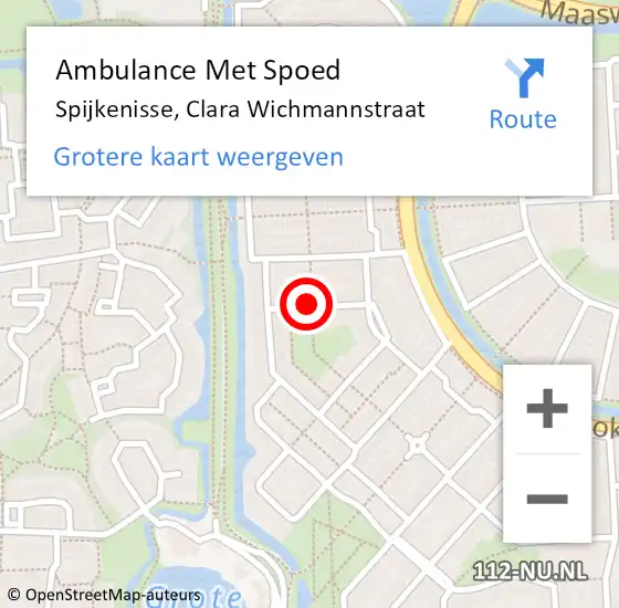 Locatie op kaart van de 112 melding: Ambulance Met Spoed Naar Spijkenisse, Clara Wichmannstraat op 20 mei 2015 07:58