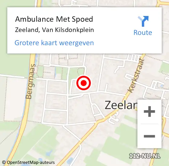 Locatie op kaart van de 112 melding: Ambulance Met Spoed Naar Zeeland, Van Kilsdonkplein op 20 mei 2015 08:03