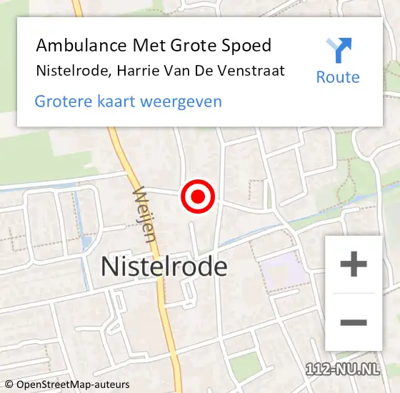 Locatie op kaart van de 112 melding: Ambulance Met Grote Spoed Naar Nistelrode, Harrie Van De Venstraat op 20 mei 2015 08:09