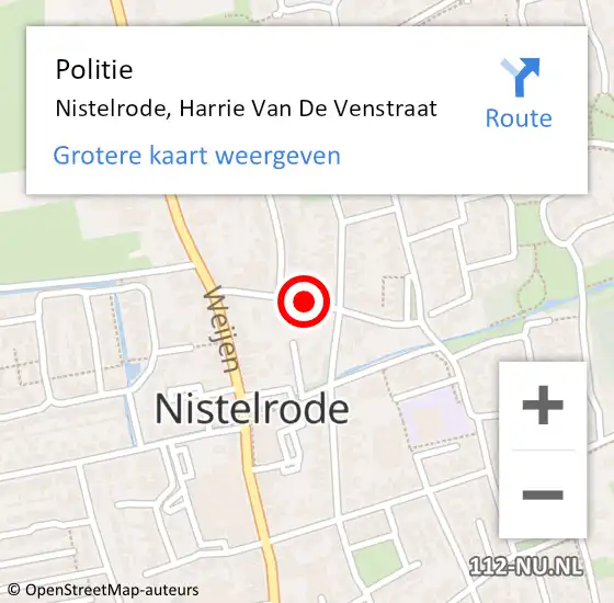 Locatie op kaart van de 112 melding: Politie Nistelrode, Harrie Van De Venstraat op 20 mei 2015 08:10