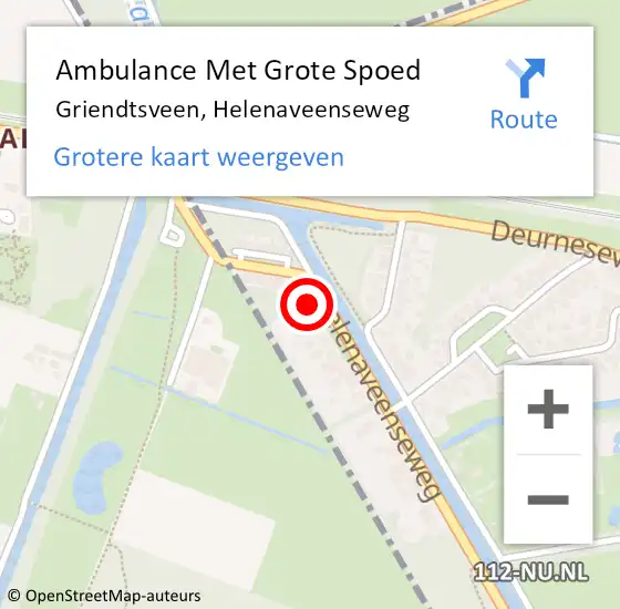 Locatie op kaart van de 112 melding: Ambulance Met Grote Spoed Naar Griendtsveen, Helenaveenseweg op 20 mei 2015 08:12