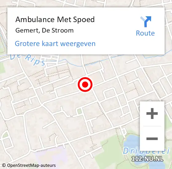 Locatie op kaart van de 112 melding: Ambulance Met Spoed Naar Gemert, De Stroom op 20 mei 2015 08:20