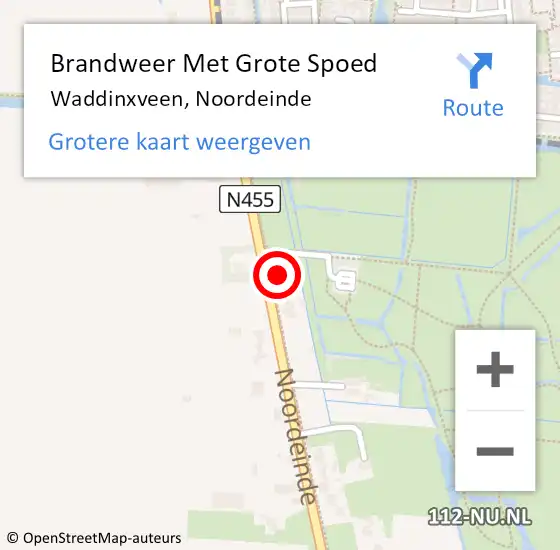 Locatie op kaart van de 112 melding: Brandweer Met Grote Spoed Naar Waddinxveen, Noordeinde op 20 mei 2015 08:22