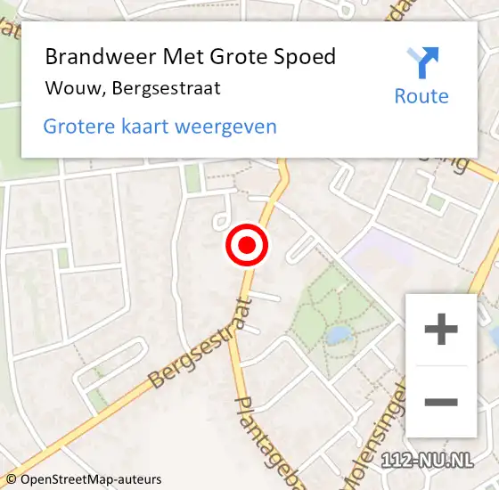 Locatie op kaart van de 112 melding: Brandweer Met Grote Spoed Naar Wouw, Bergsestraat op 20 mei 2015 08:46