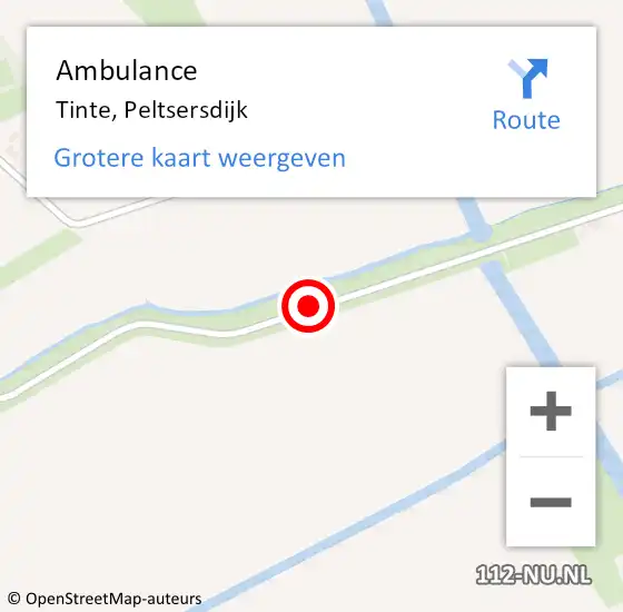 Locatie op kaart van de 112 melding: Ambulance Tinte, Peltsersdijk op 20 mei 2015 08:53