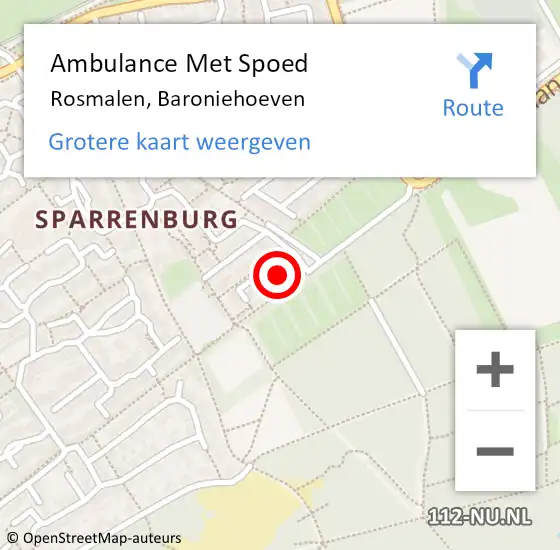 Locatie op kaart van de 112 melding: Ambulance Met Spoed Naar Rosmalen, Baroniehoeven op 20 mei 2015 08:56