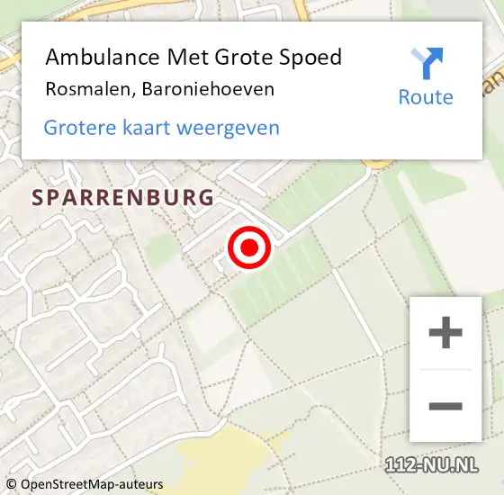 Locatie op kaart van de 112 melding: Ambulance Met Grote Spoed Naar Rosmalen, Baroniehoeven op 20 mei 2015 08:58