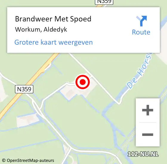 Locatie op kaart van de 112 melding: Brandweer Met Spoed Naar Workum, Aldedyk op 20 mei 2015 09:36