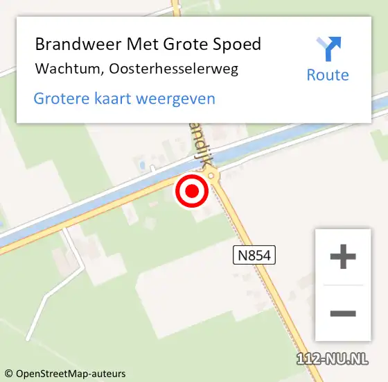 Locatie op kaart van de 112 melding: Brandweer Met Grote Spoed Naar Wachtum, Oosterhesselerweg op 20 mei 2015 10:19