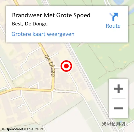 Locatie op kaart van de 112 melding: Brandweer Met Grote Spoed Naar Best, De Donge op 20 mei 2015 10:44