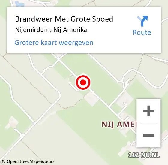 Locatie op kaart van de 112 melding: Brandweer Met Grote Spoed Naar Nijemirdum, Nij Amerika op 8 november 2013 11:01